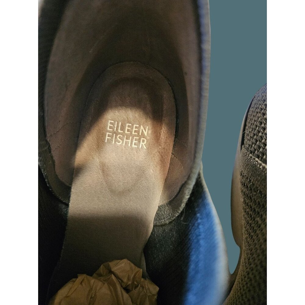 Eileen Fisher Graphite Stretch Knit Stack Heel Bootie Women Size 8.5 Minimalist - Picture 13 of 14
